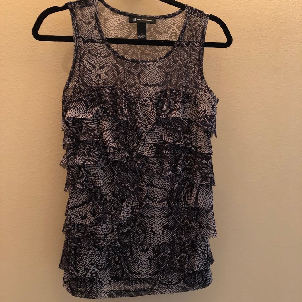 INC International Concepts Ruffled Sheer Top, Med